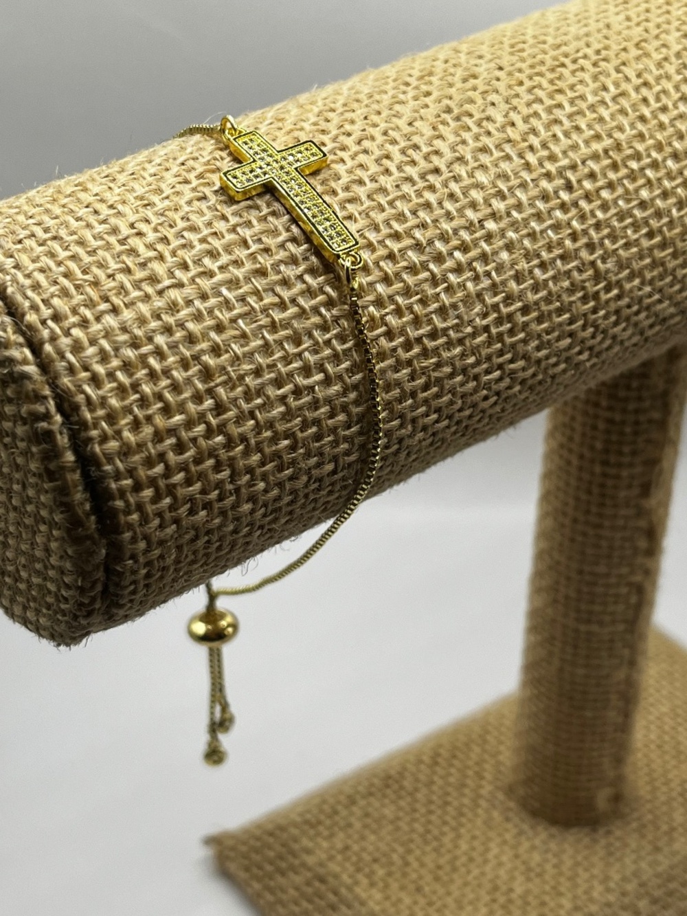 Gold Cross Slider Bracelet made with Swarovski Crystals NWOT